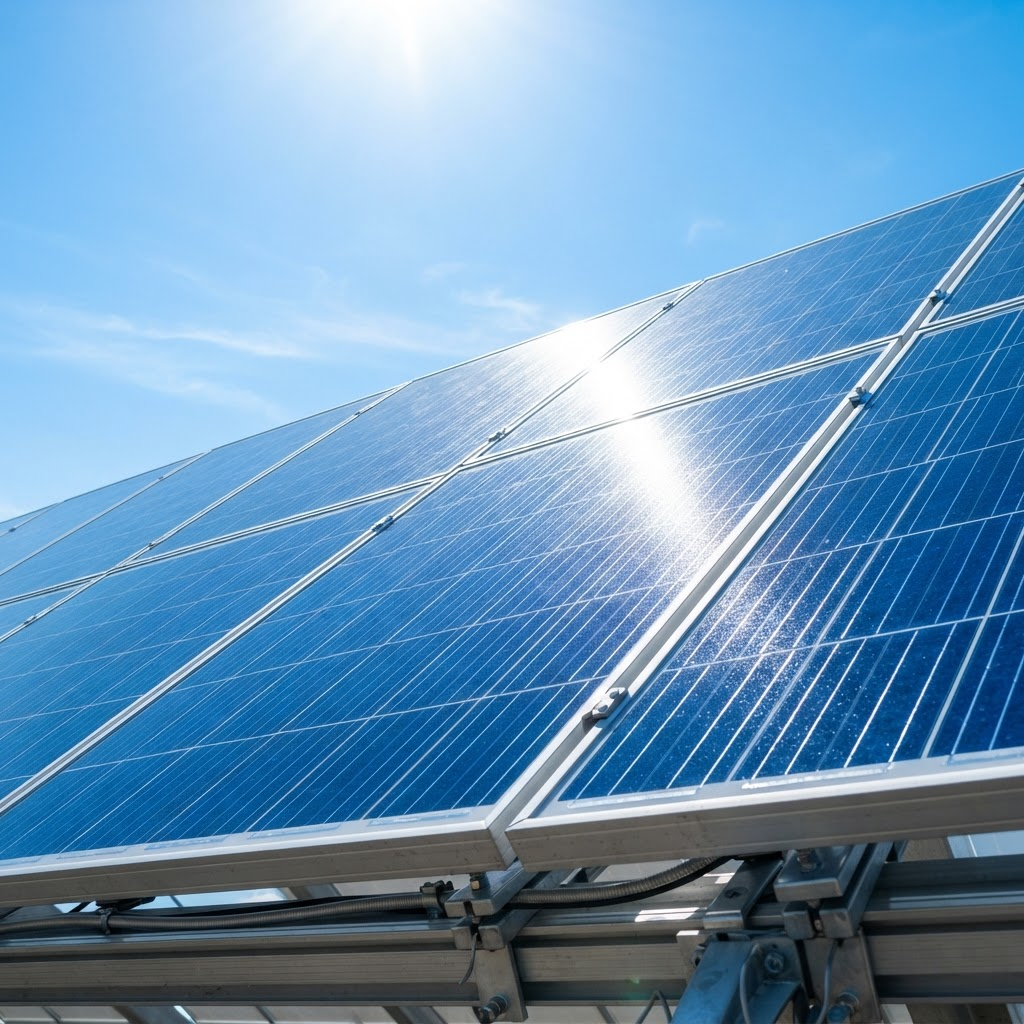 Painéis solares fotovoltaicos ao sol
